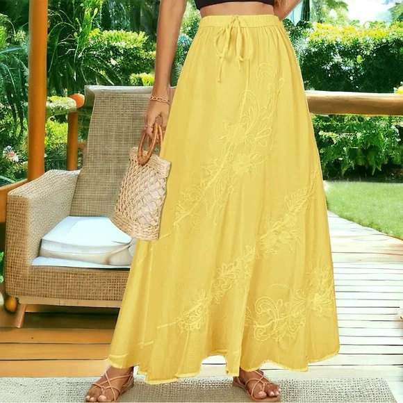 Boho Embroidered Maxi Skirt Medium - Picture 1 of 3